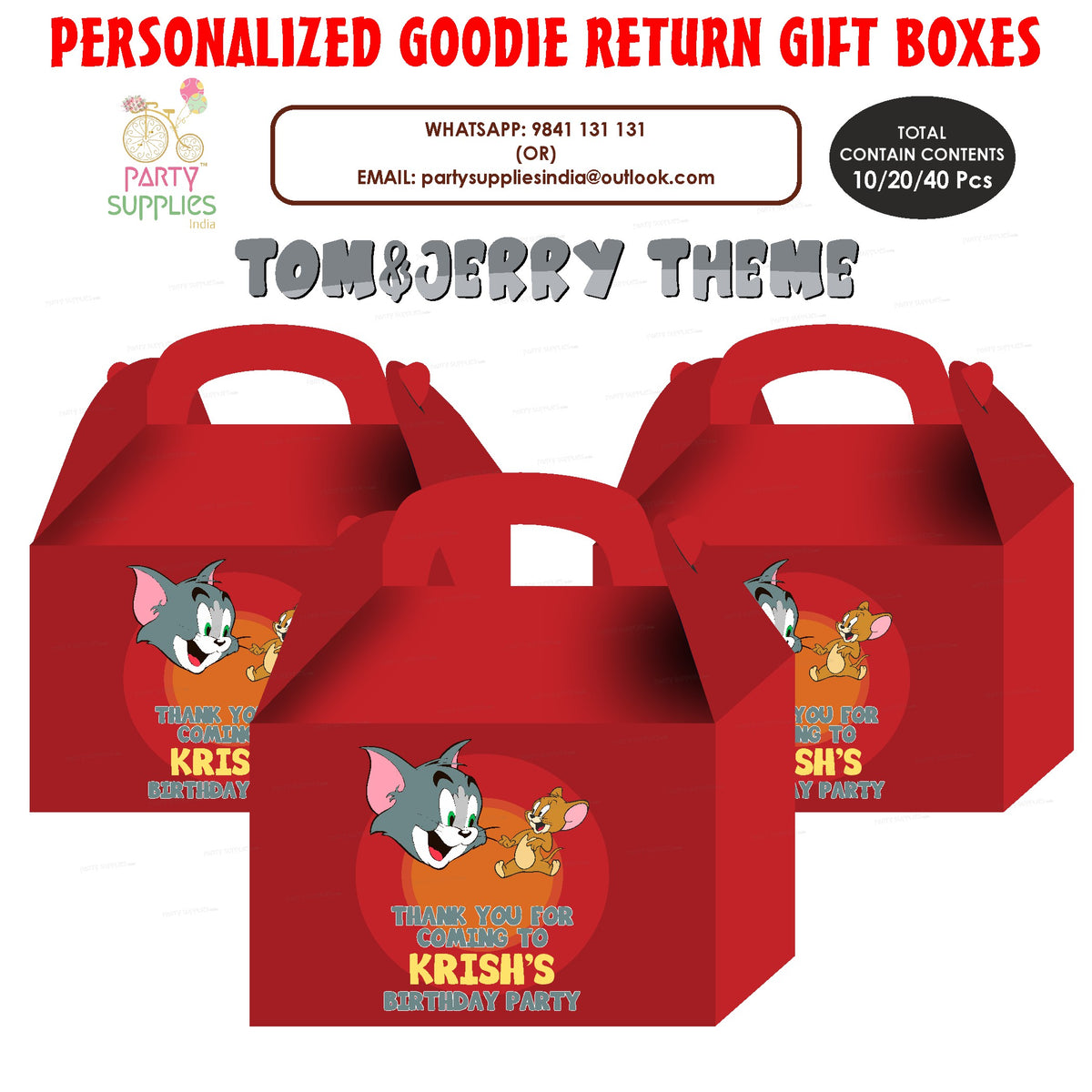 Tom & Jerry Theme Goodie Return Gift Boxes | Party Supplies India