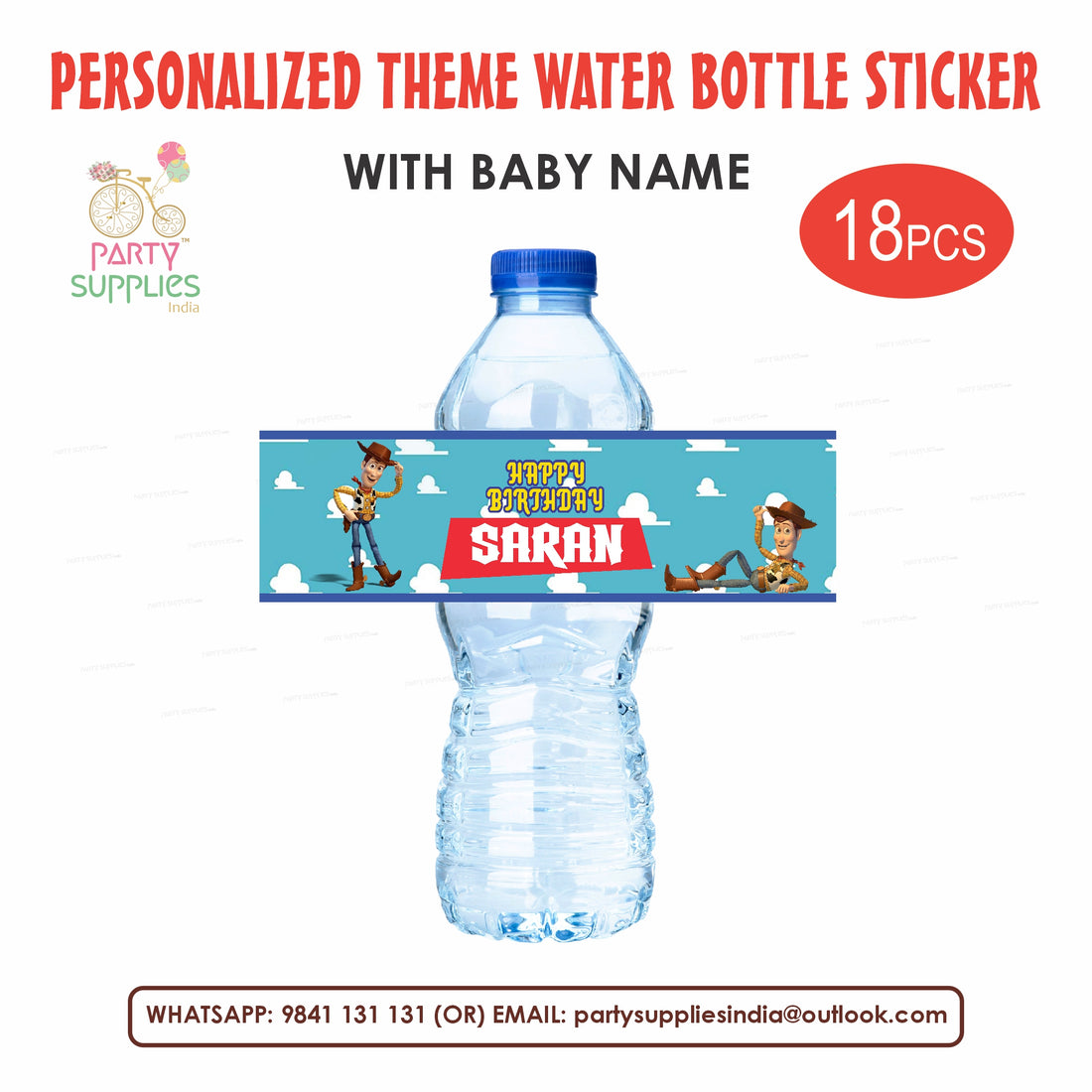 Toy Story Theme Water Bottle Sticker