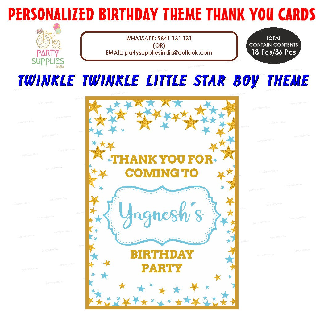 PSI Twinkle Twinkle Little Star Boy Theme Thank You Card