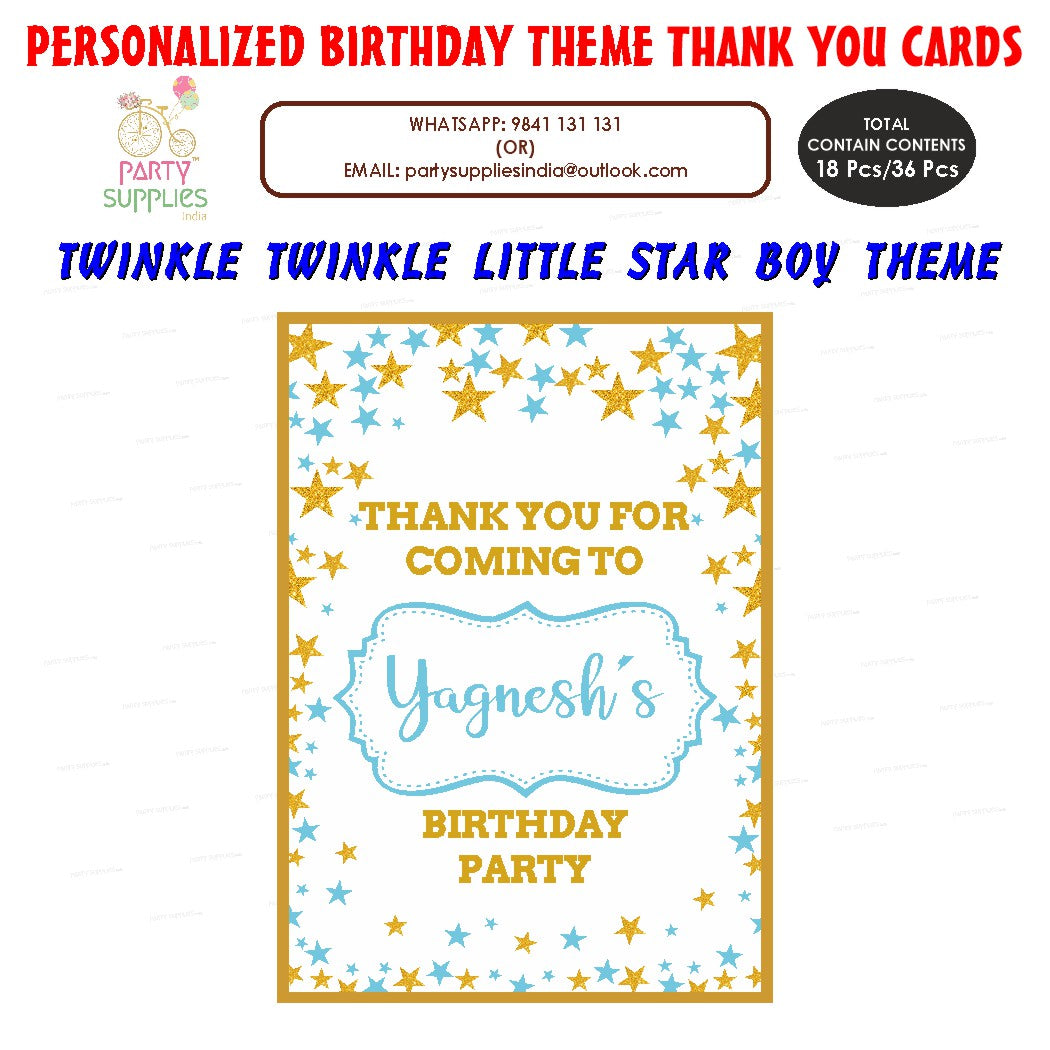 Twinkle Twinkle Little Star Boy Theme Thank You Card