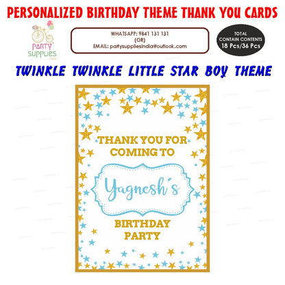 Twinkle Twinkle Little Star Boy Theme Thank You Card