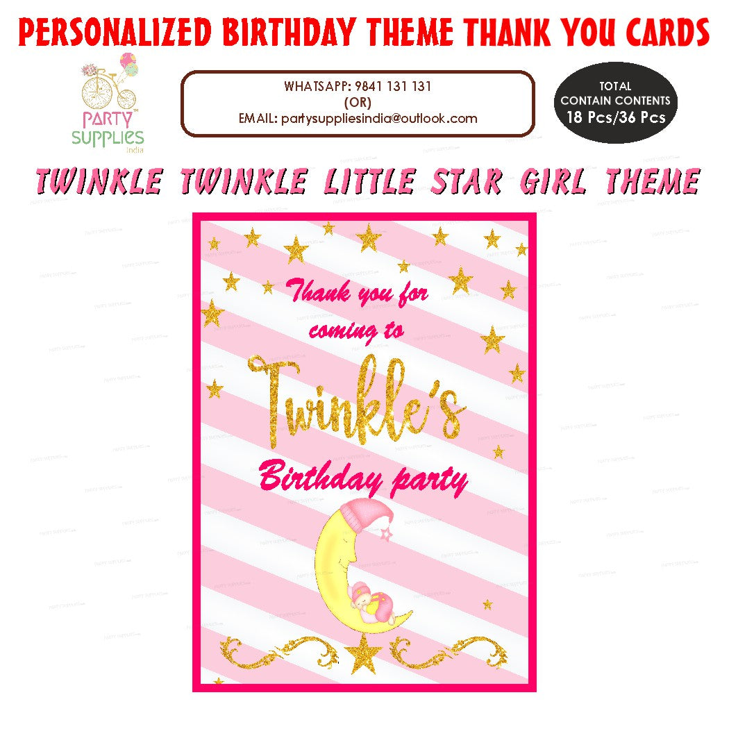 Twinkle Twinkle Little Star Girl Theme Thank You Card