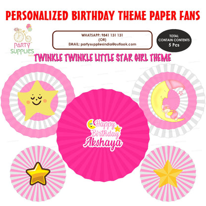 Twinkle Twinkle Little Star Girl Theme Paper Fan