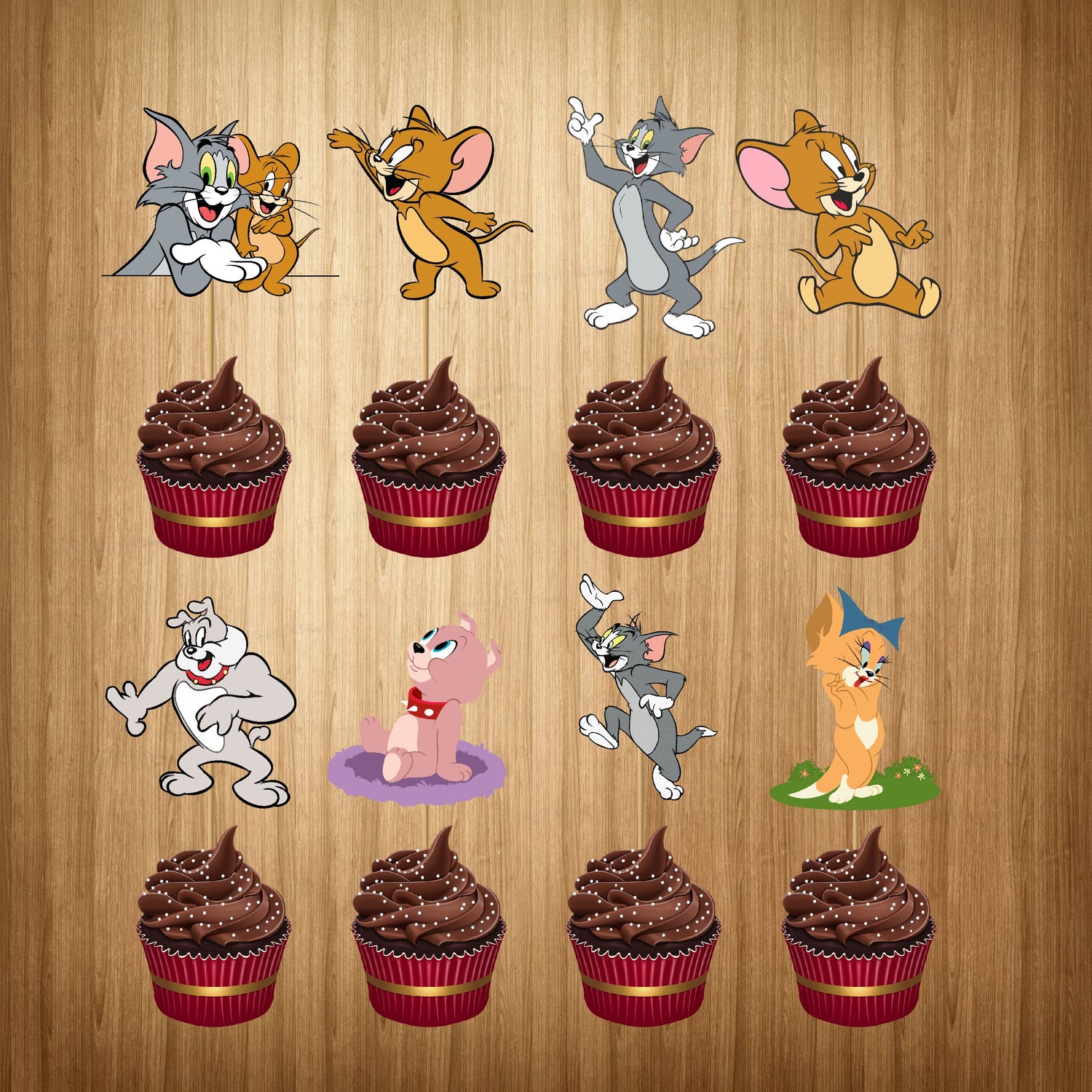PSI Tom &amp; Jerry Theme Characters Cup Cake Topper
