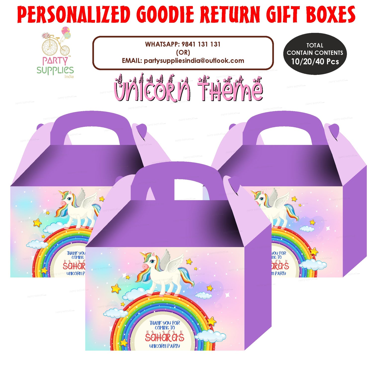 Unicorn Theme Goodie Return Gift Boxes - image 2 of 6 | Party Supplies India
