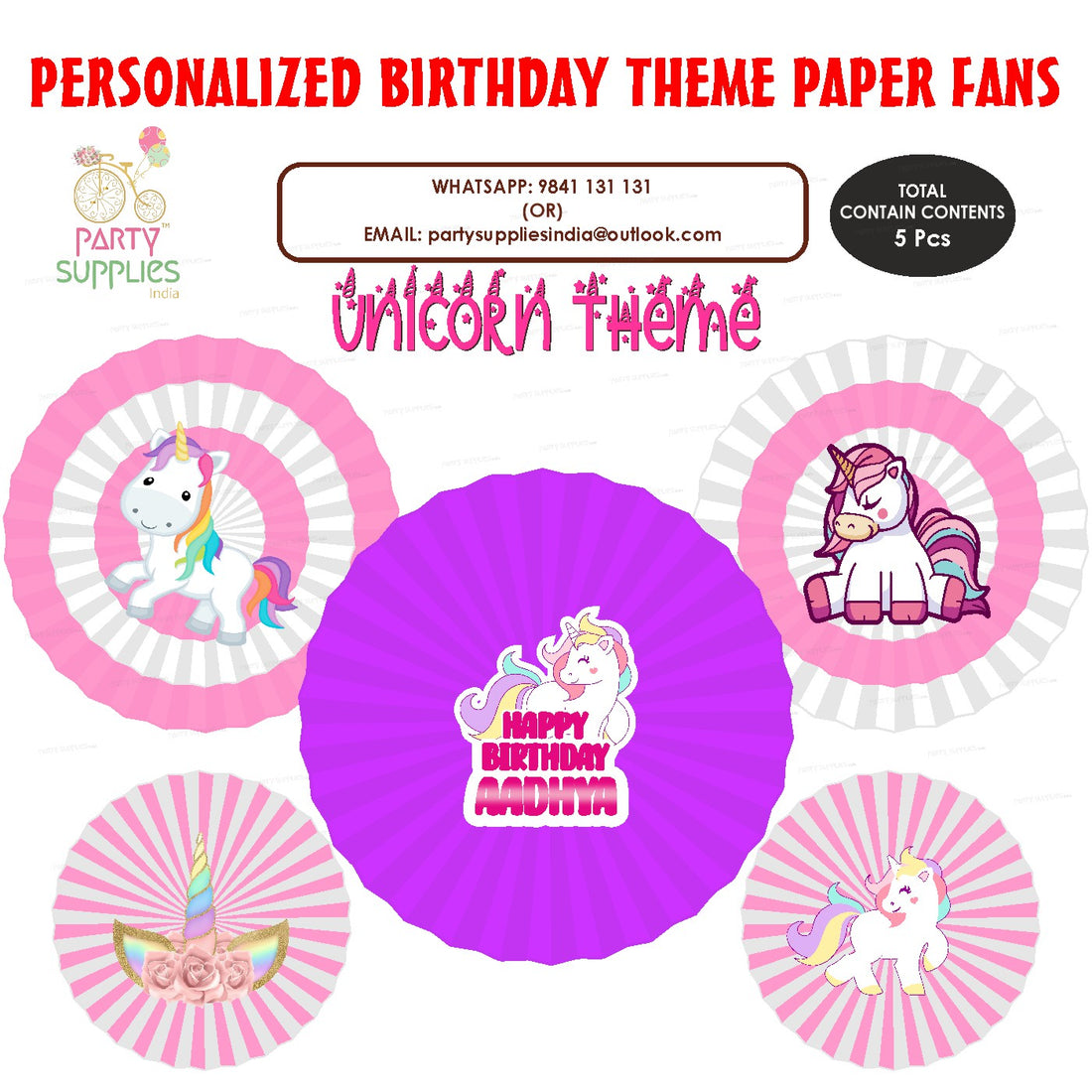 PSI Unicorn Theme Paper Fan