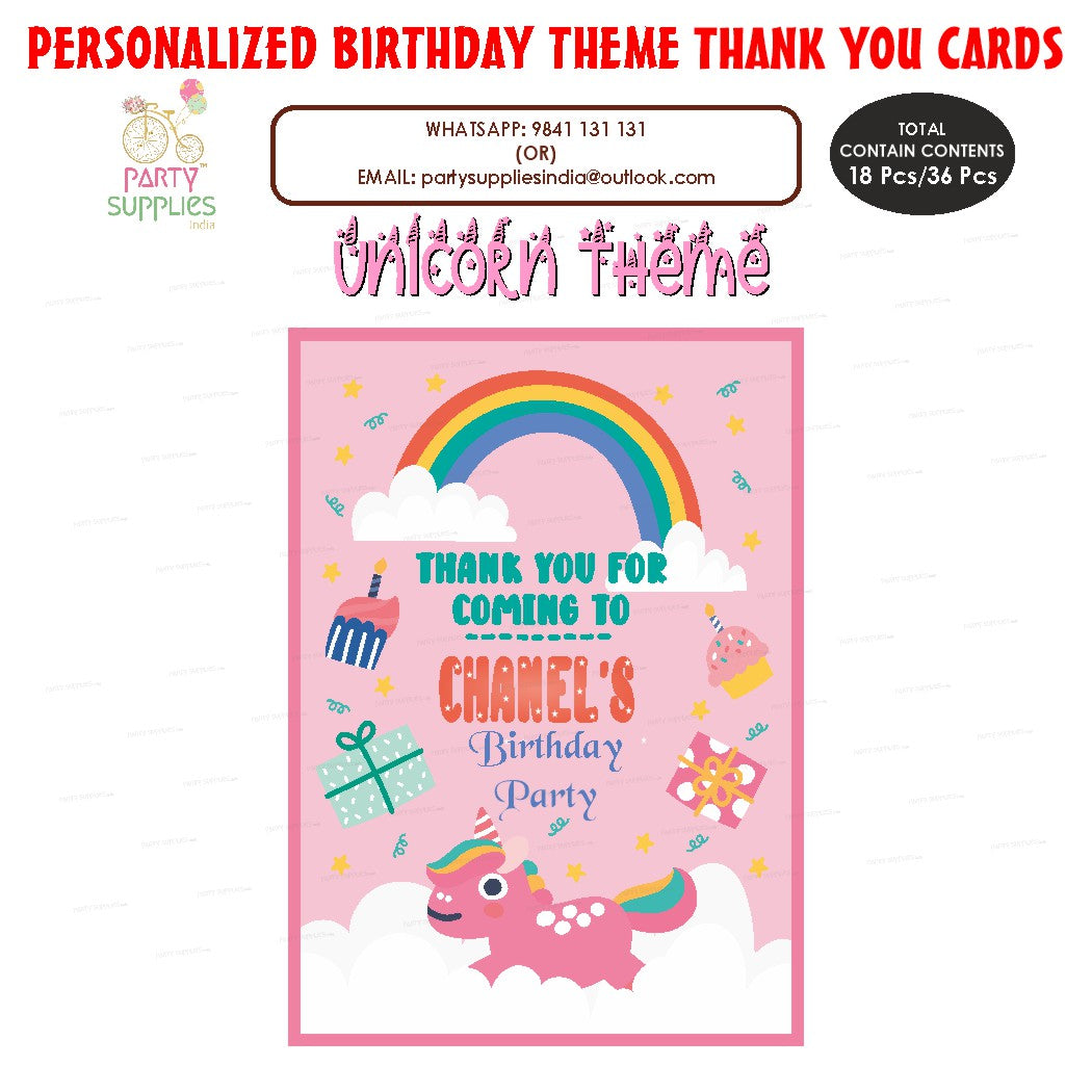Unicorn Theme Thank You Card