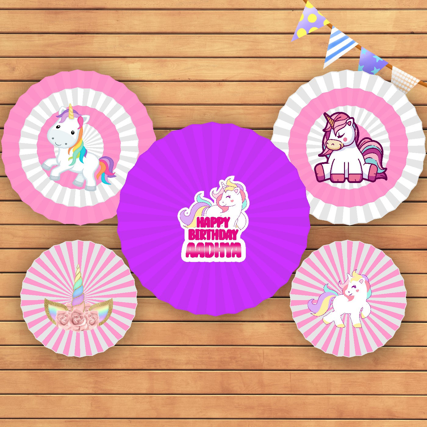 Unicorn Theme Paper Fan