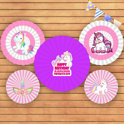 Unicorn Theme Paper Fan
