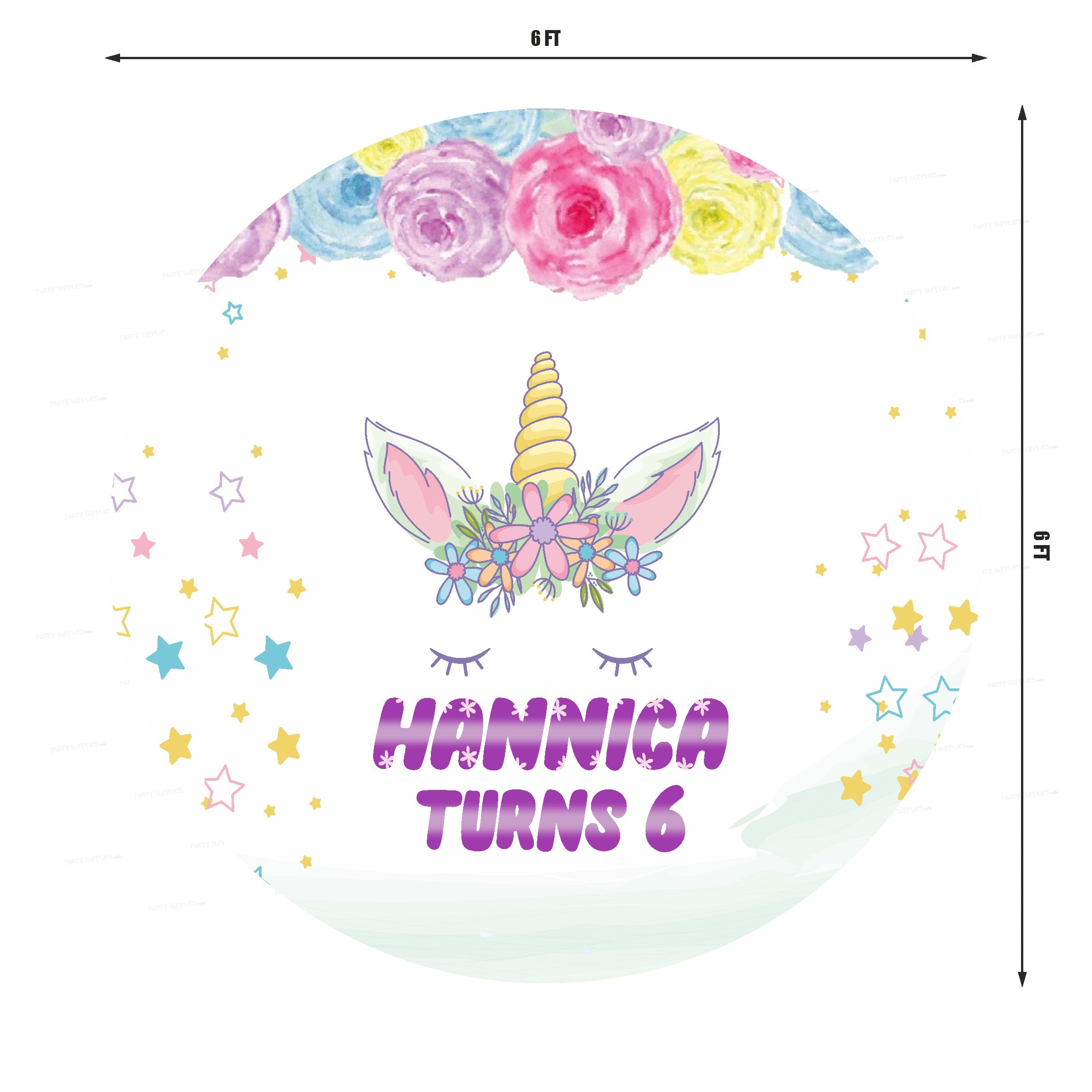 Unicorn Theme Personalized Round Backdrop - image 2 of 4 | Party Supplies India
