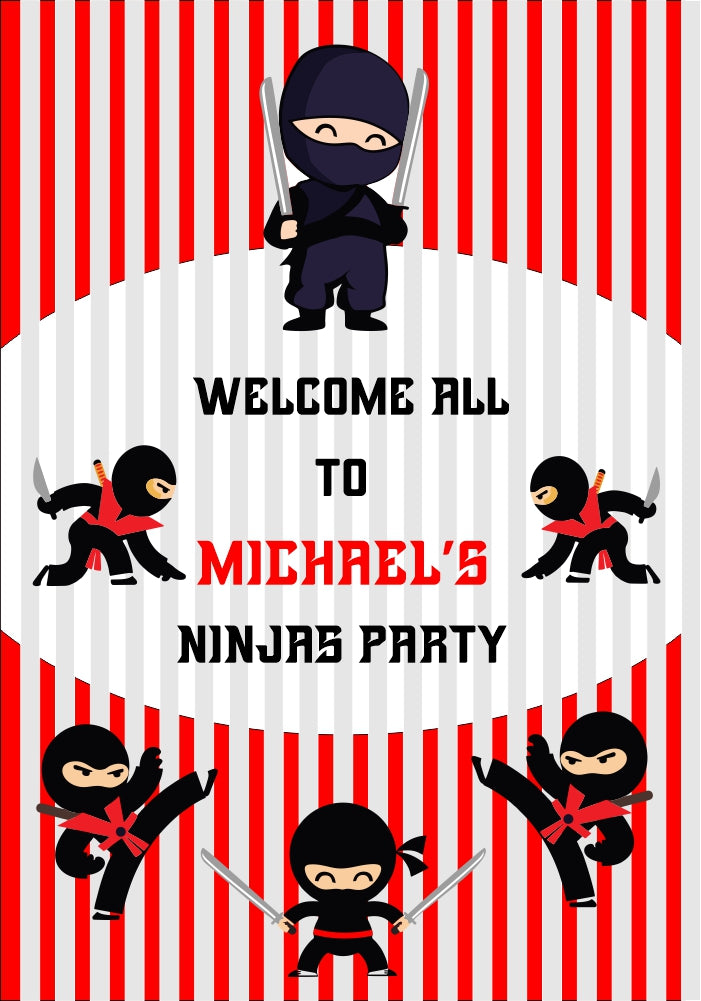 Ninja Theme  Customized Welcome Board - image 1 of 3 | Party Supplies India