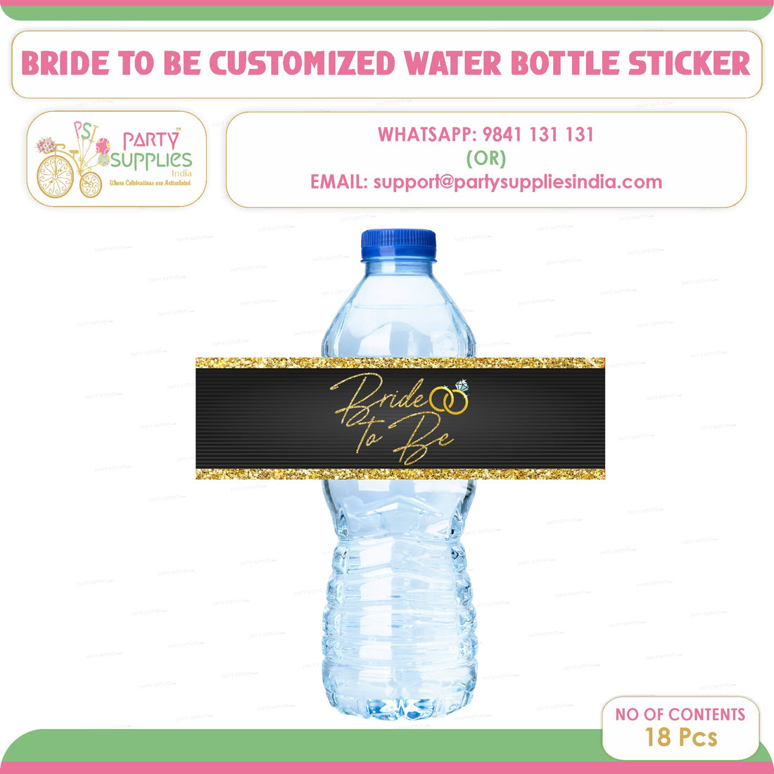 PSI Bride to Be Theme Water Bottle Stickers