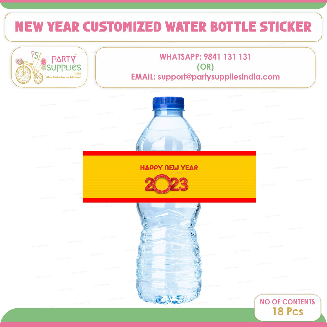 PSI  New Year Theme Customized Water Bottle Stickers