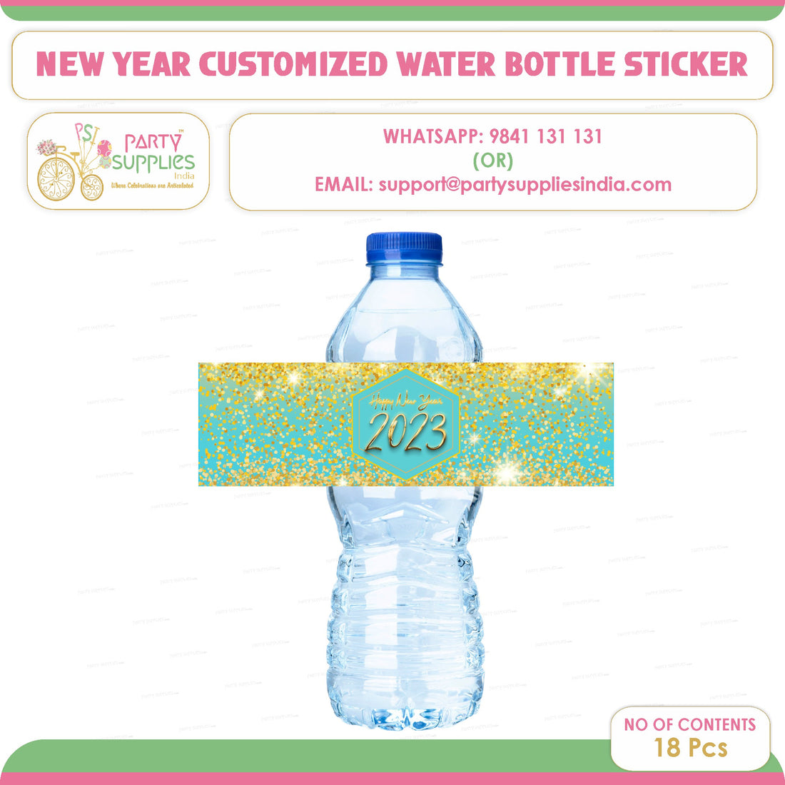 PSI  New Year Theme Water Bottle Stickers