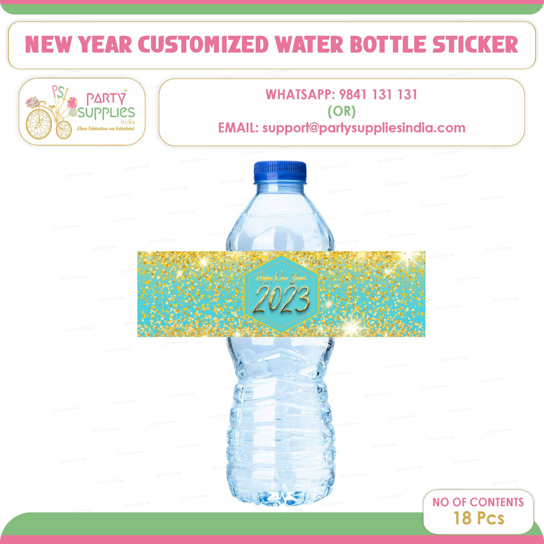 PSI New Year Theme Water Bottle Stickers
