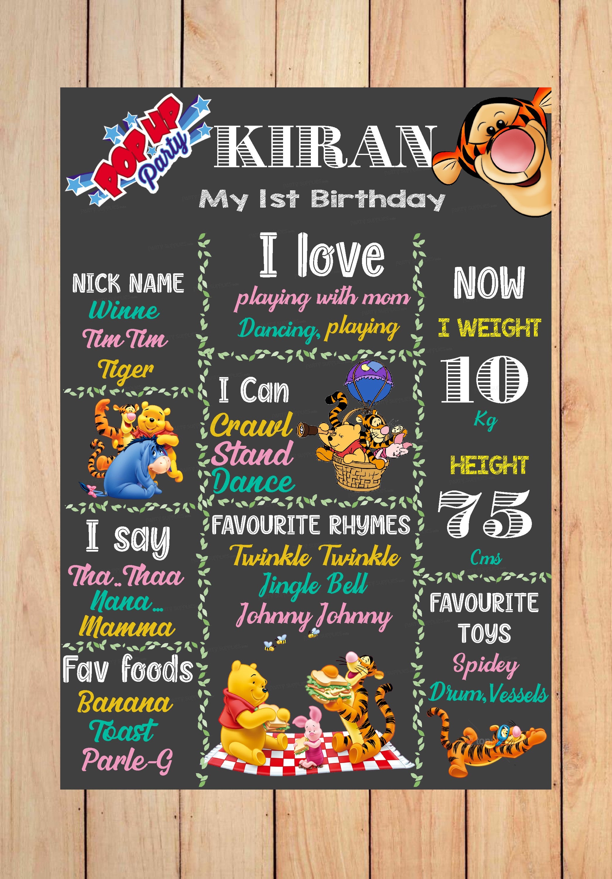 Winnie the Pooh Theme Chalk Board