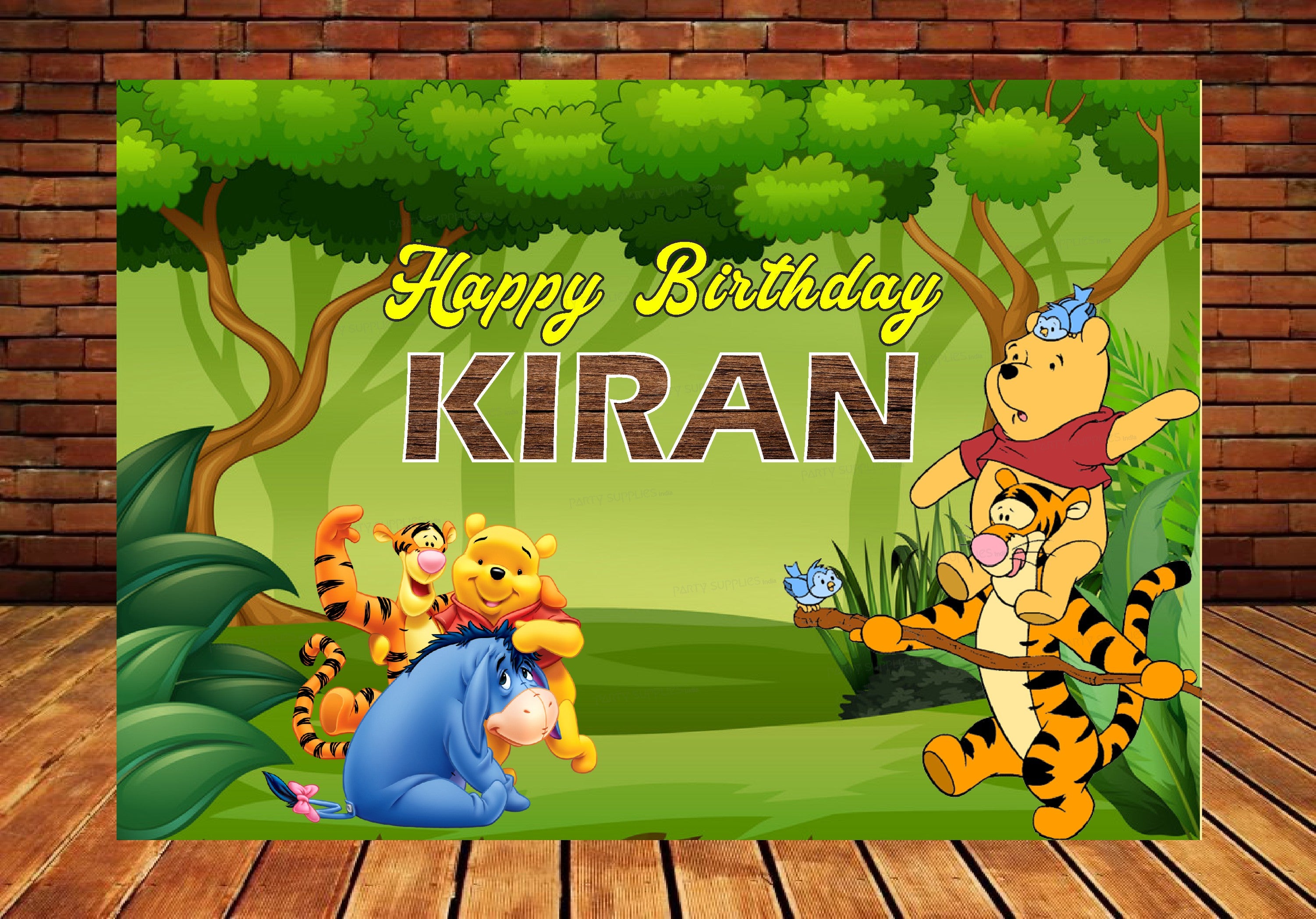 Winnie the Pooh Theme Personalized Backdrop