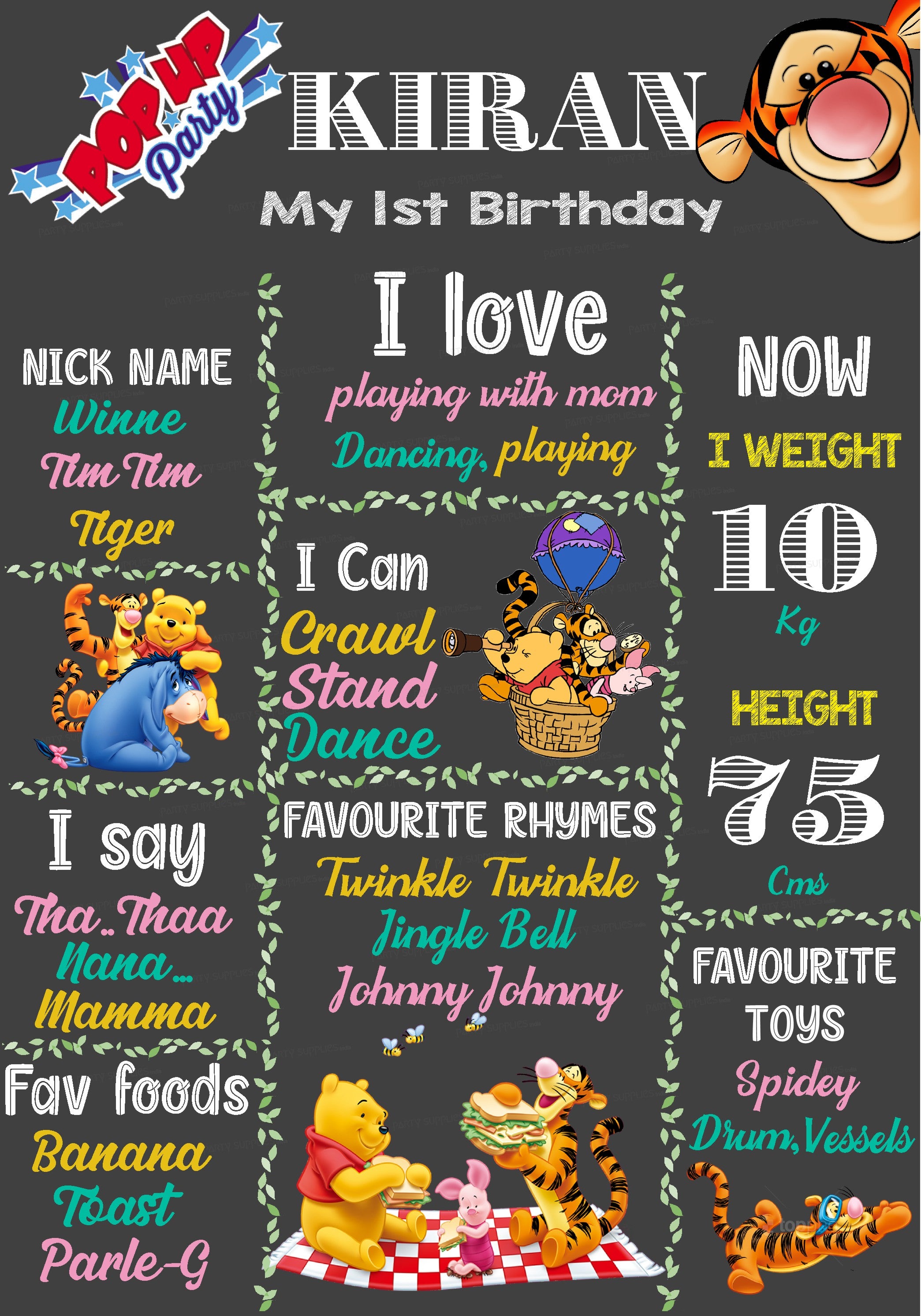 Winnie the Pooh Theme Chalk Board