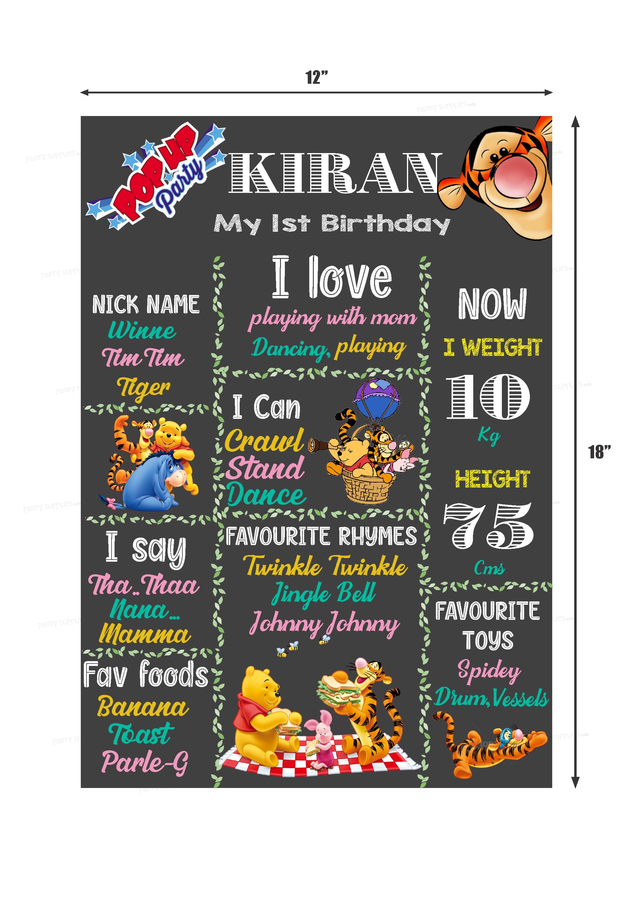 Winnie the Pooh Theme Chalk Board