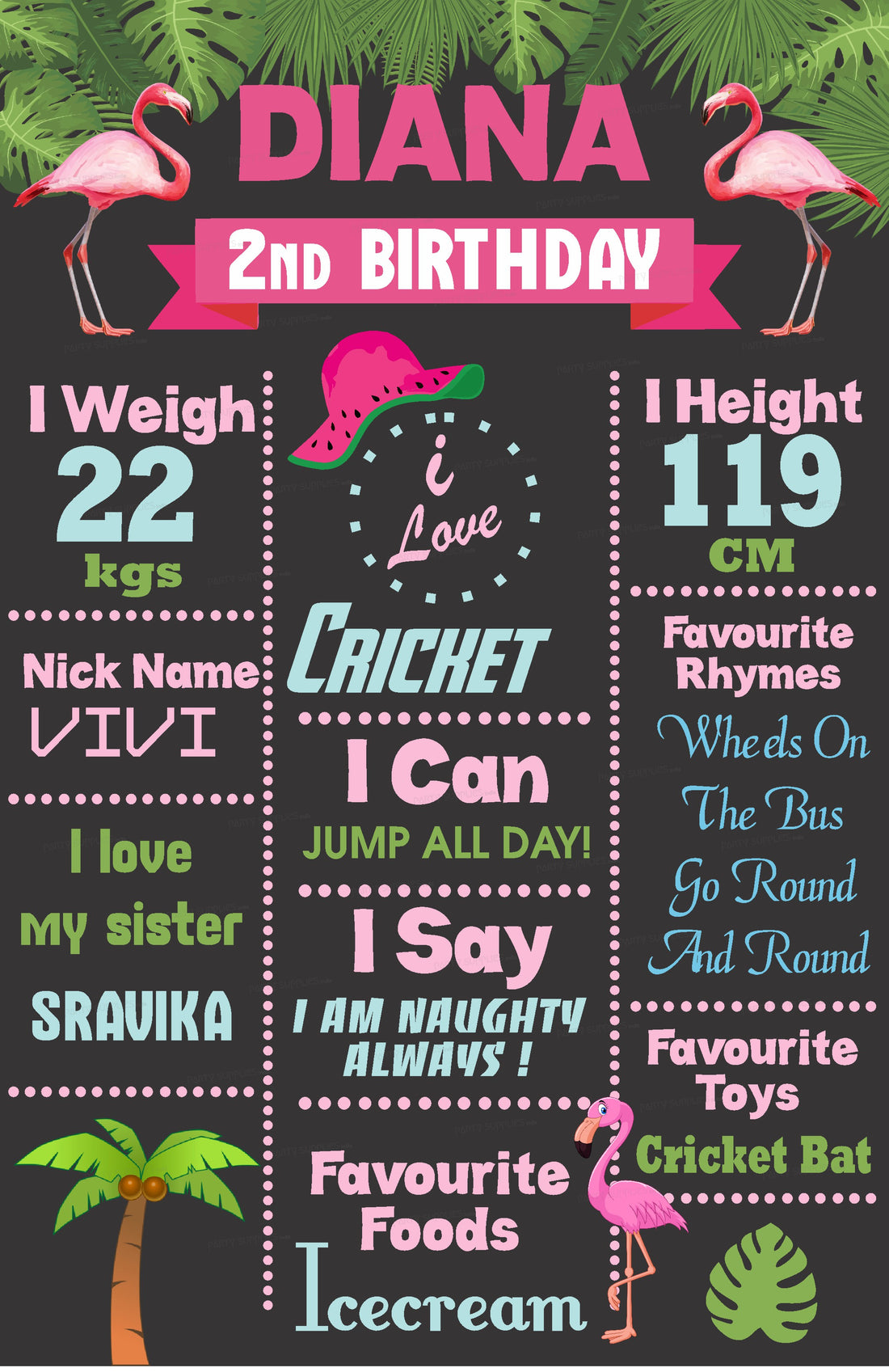 Flamingo Theme Chalk Board