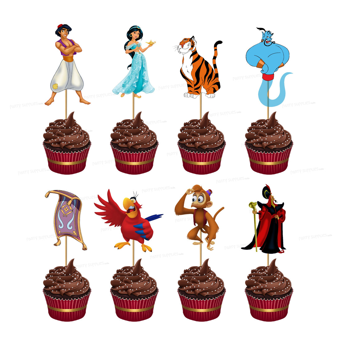PSI Aladdin Theme Characters Cup Cake Topper