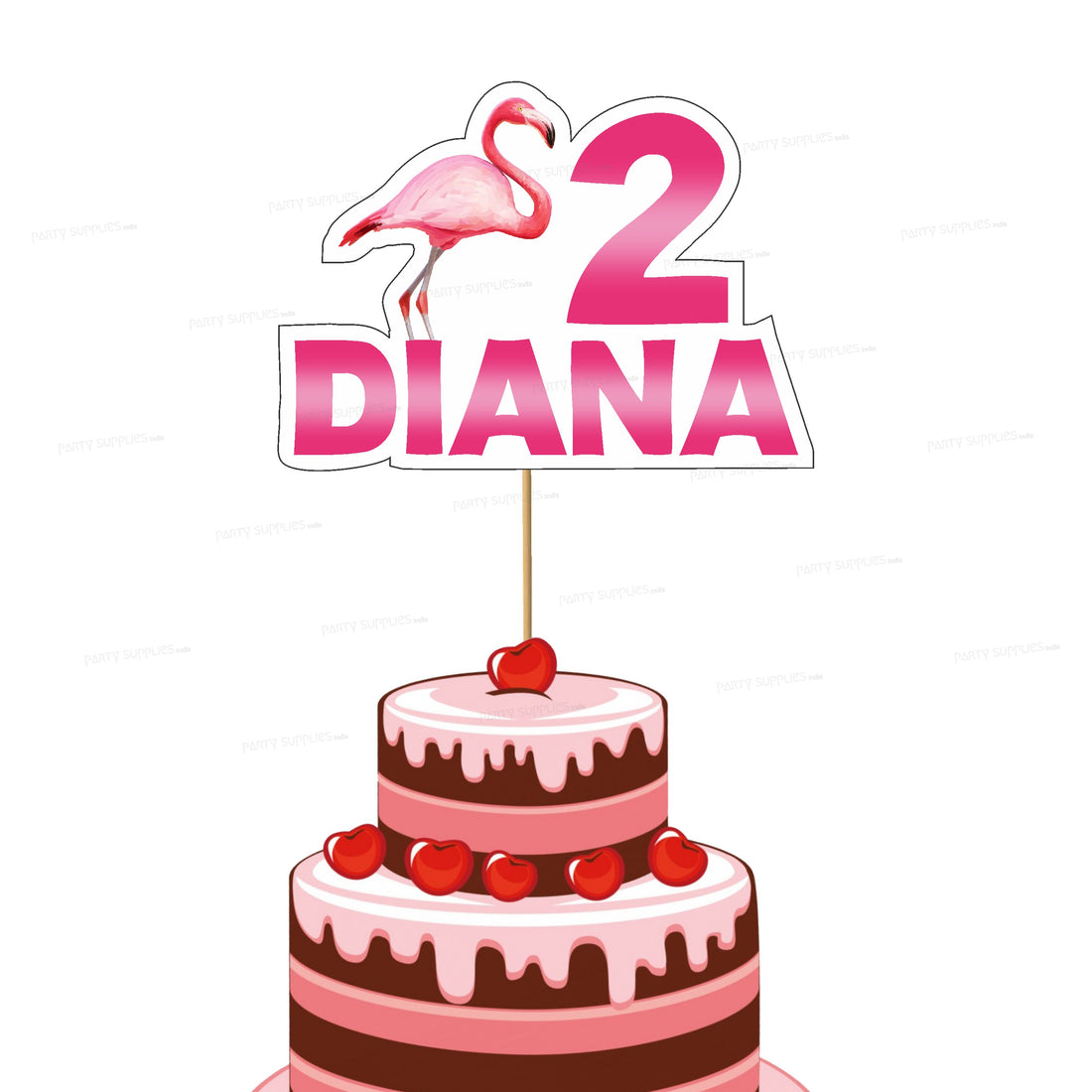 Flamingo Theme Customized Cake Topper