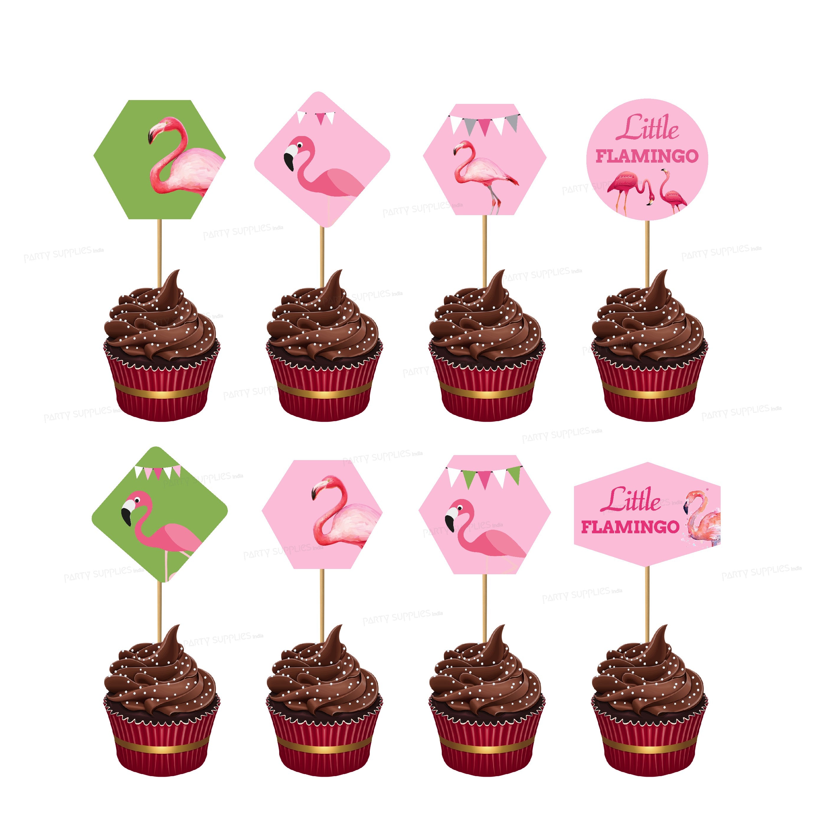 PSI Flamingo Theme Characters Cup Cake Topper