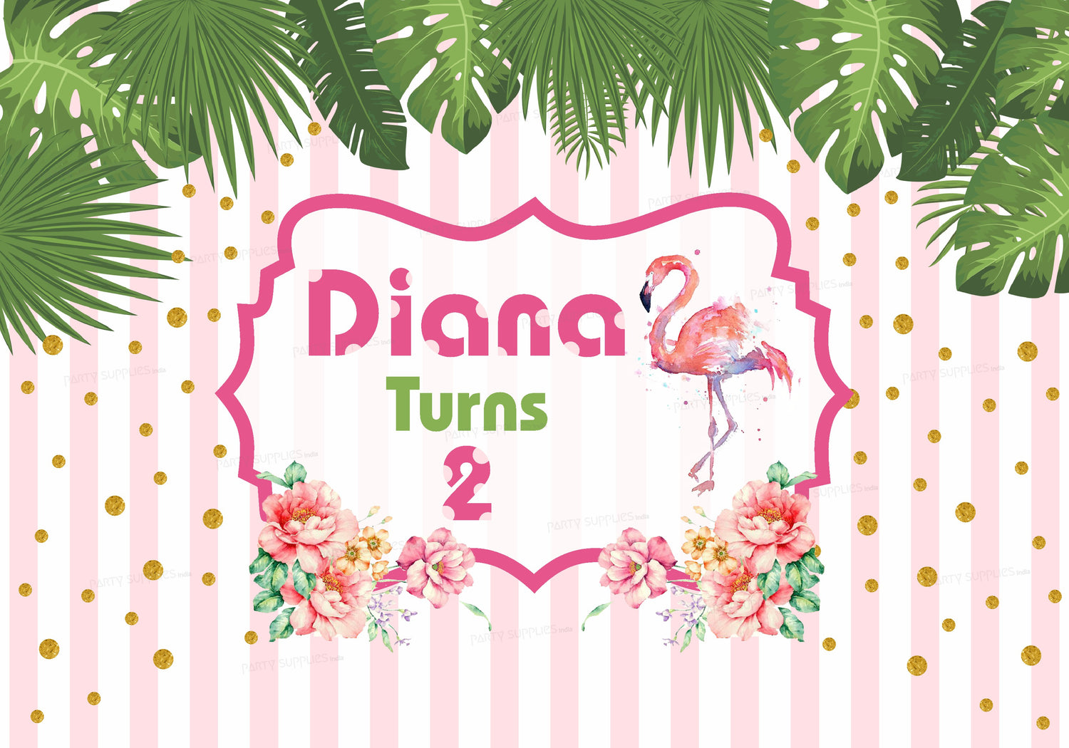 PSI Flamingo Theme Personalized Backdrop