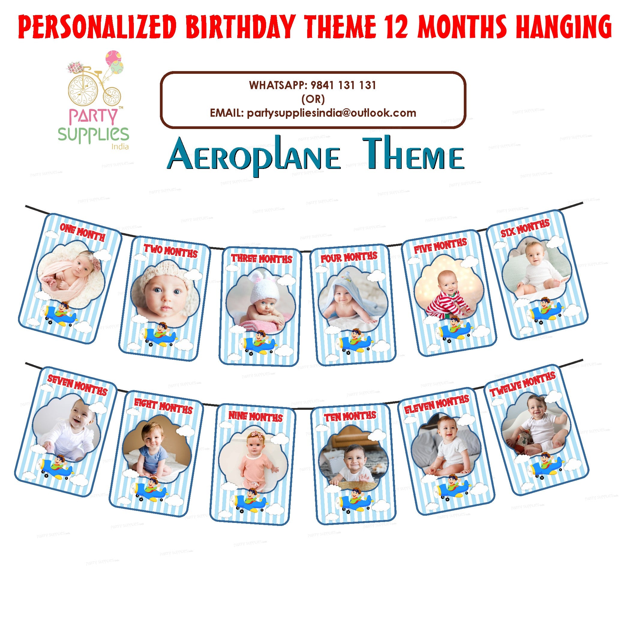 Aeroplane Theme 12 Months Photo Banner