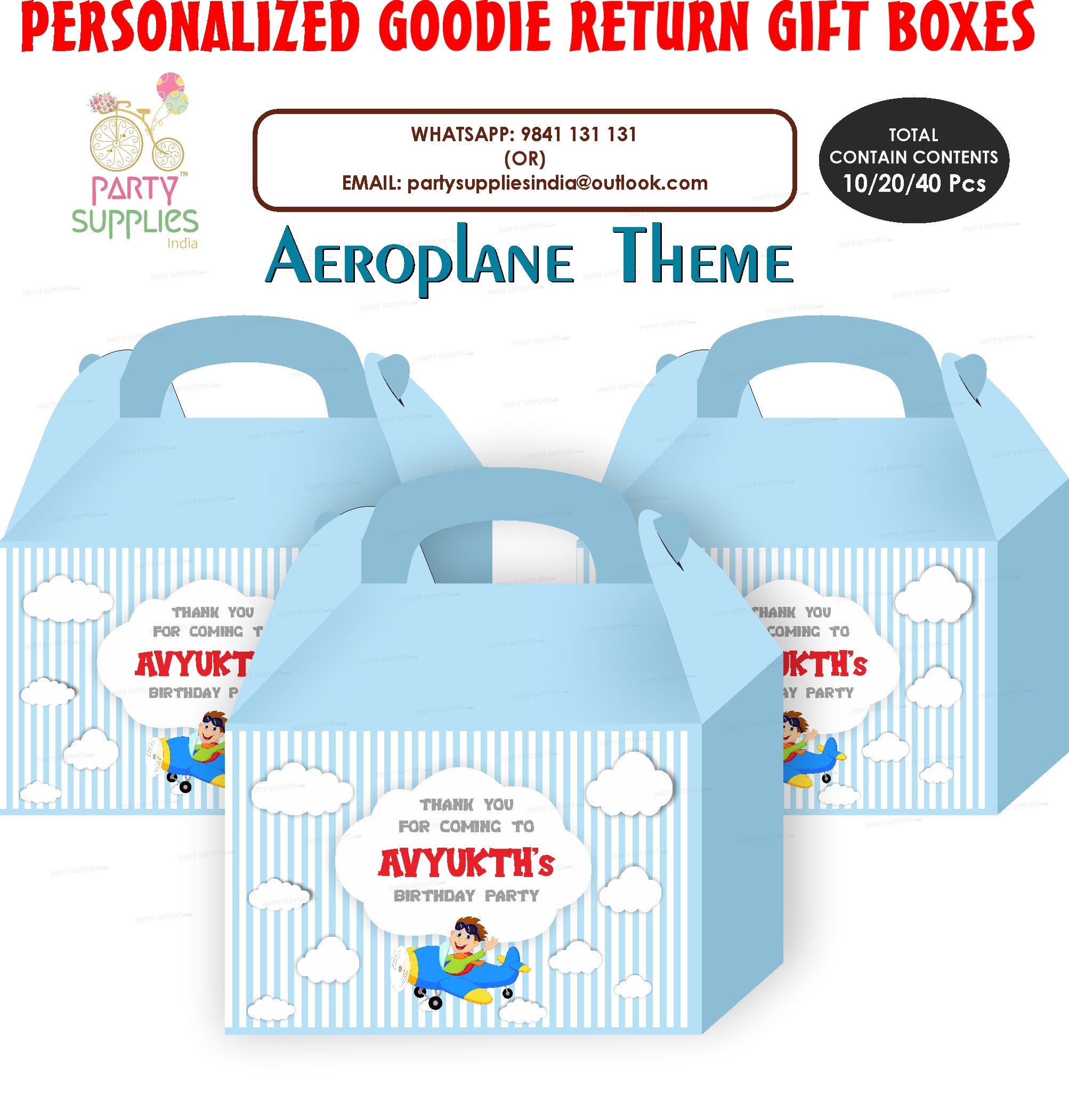 Aeroplane Theme Goodie Return Gift Boxes