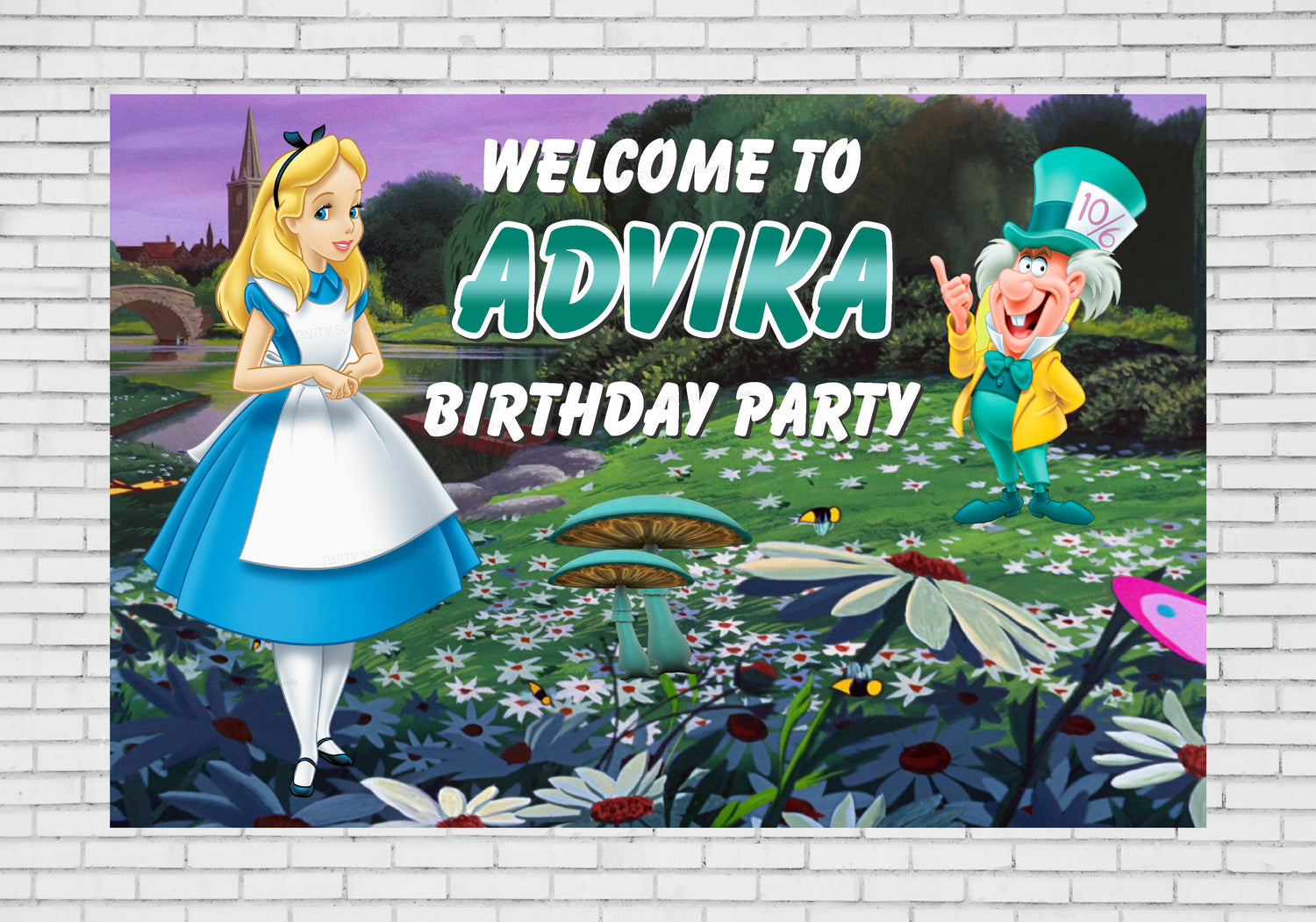 PSI Alice in Wonderland Personalized Welcome Board