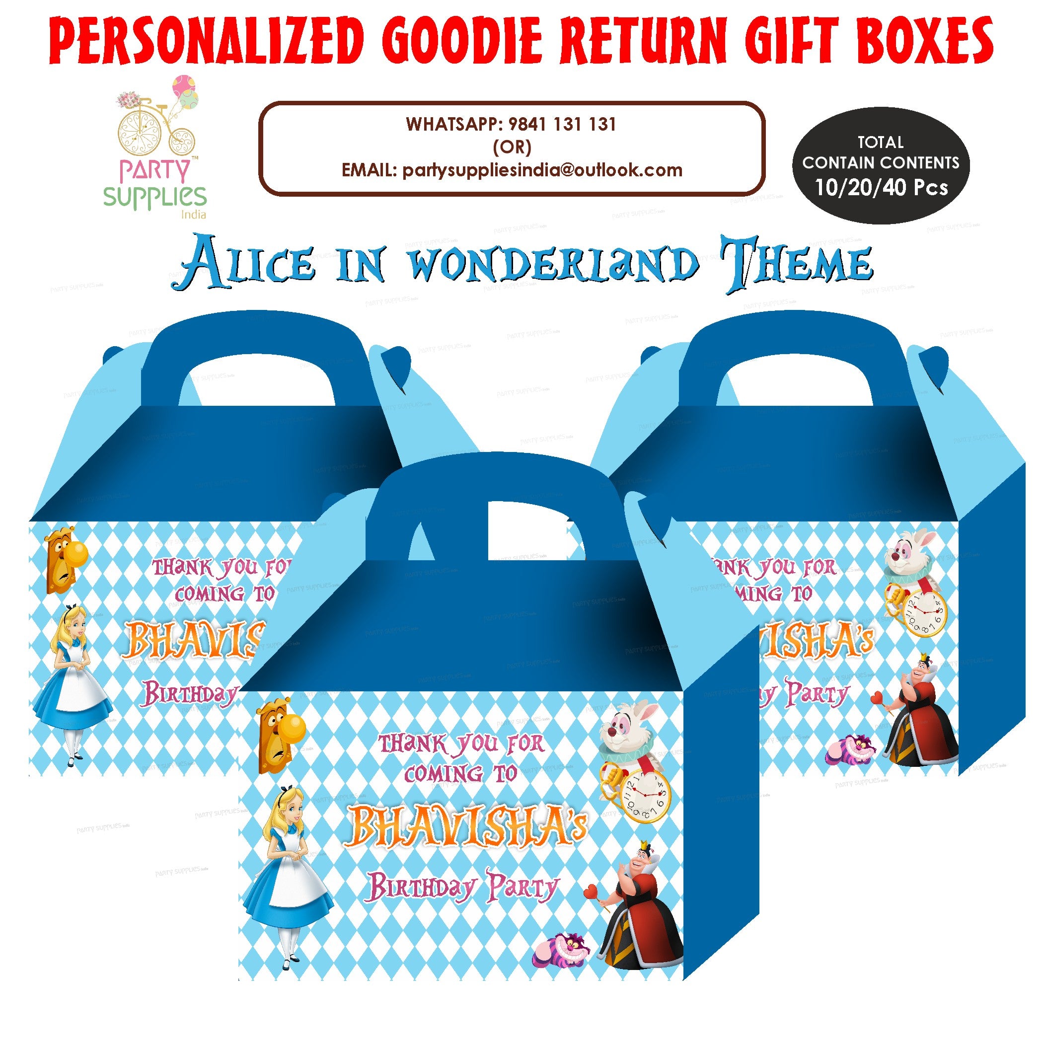 Alice in Wonderland theme Goodie Return Gift Boxes