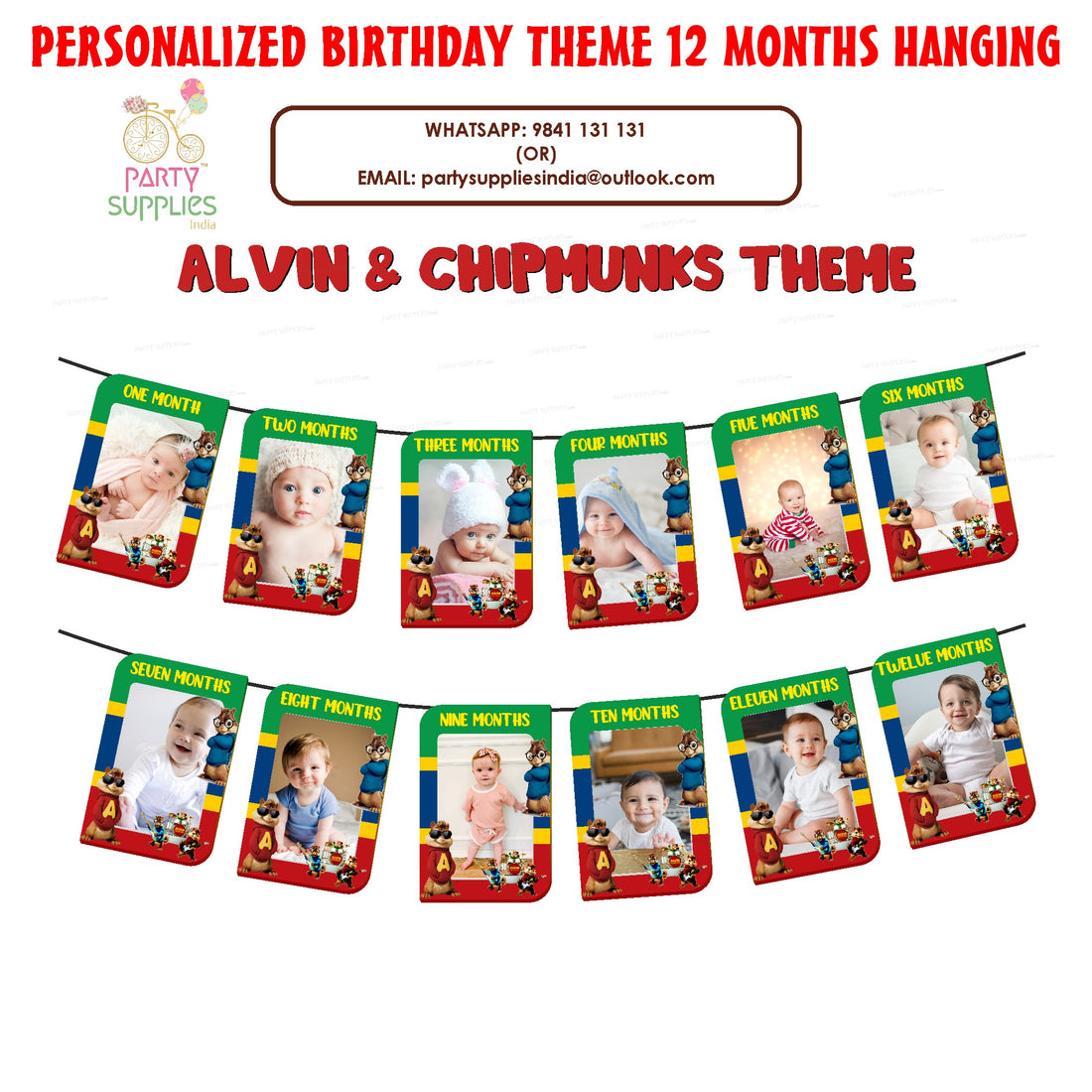 Alvin and Chipmunks Theme 12 Months Photo Banner