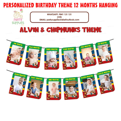 Alvin and Chipmunks Theme 12 Months Photo Banner