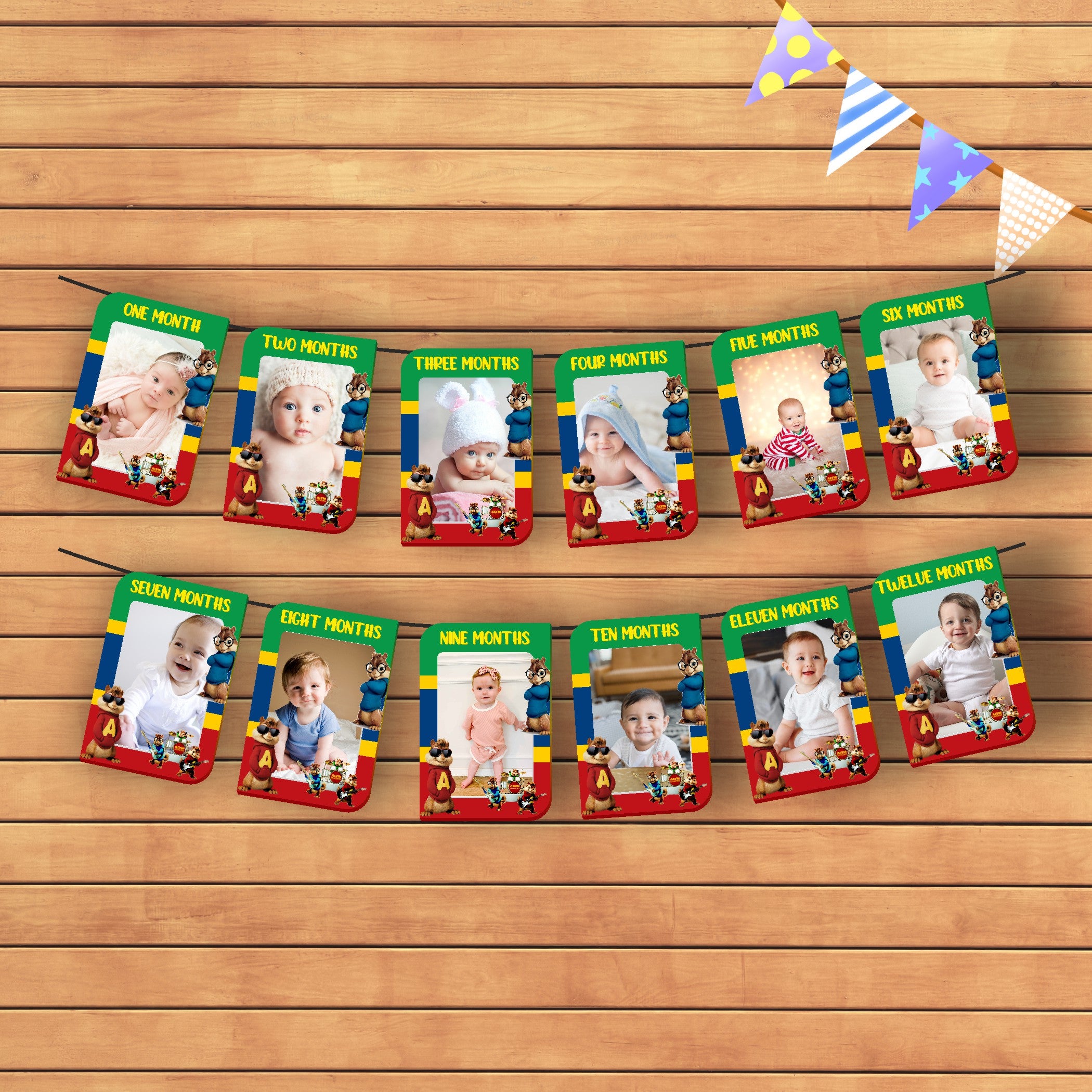 Alvin and Chipmunks Theme 12 Months Photo Banner