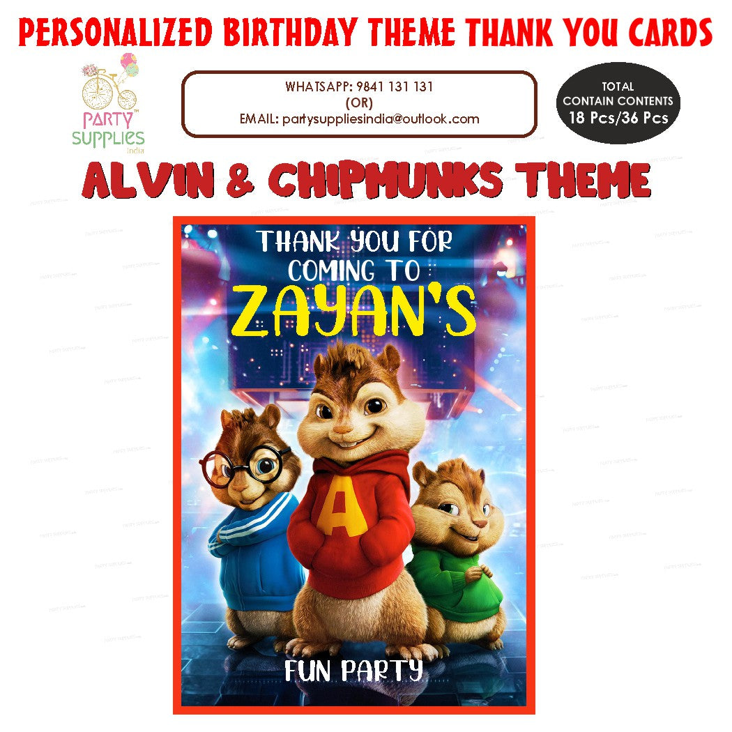 Alvin and Chipmunks Theme Thank You Card