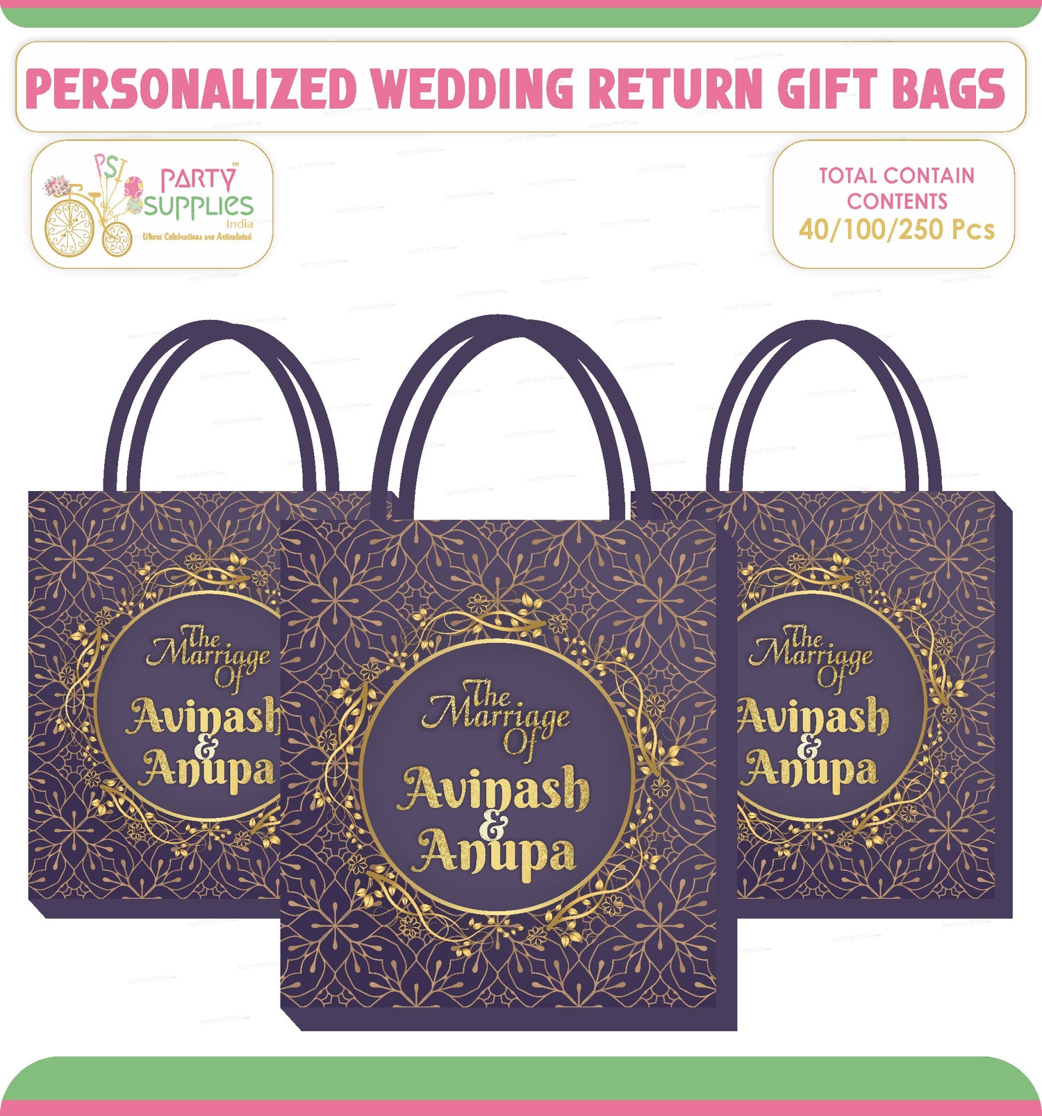 PSI Wedding Theme Personalized Return Gift Bag