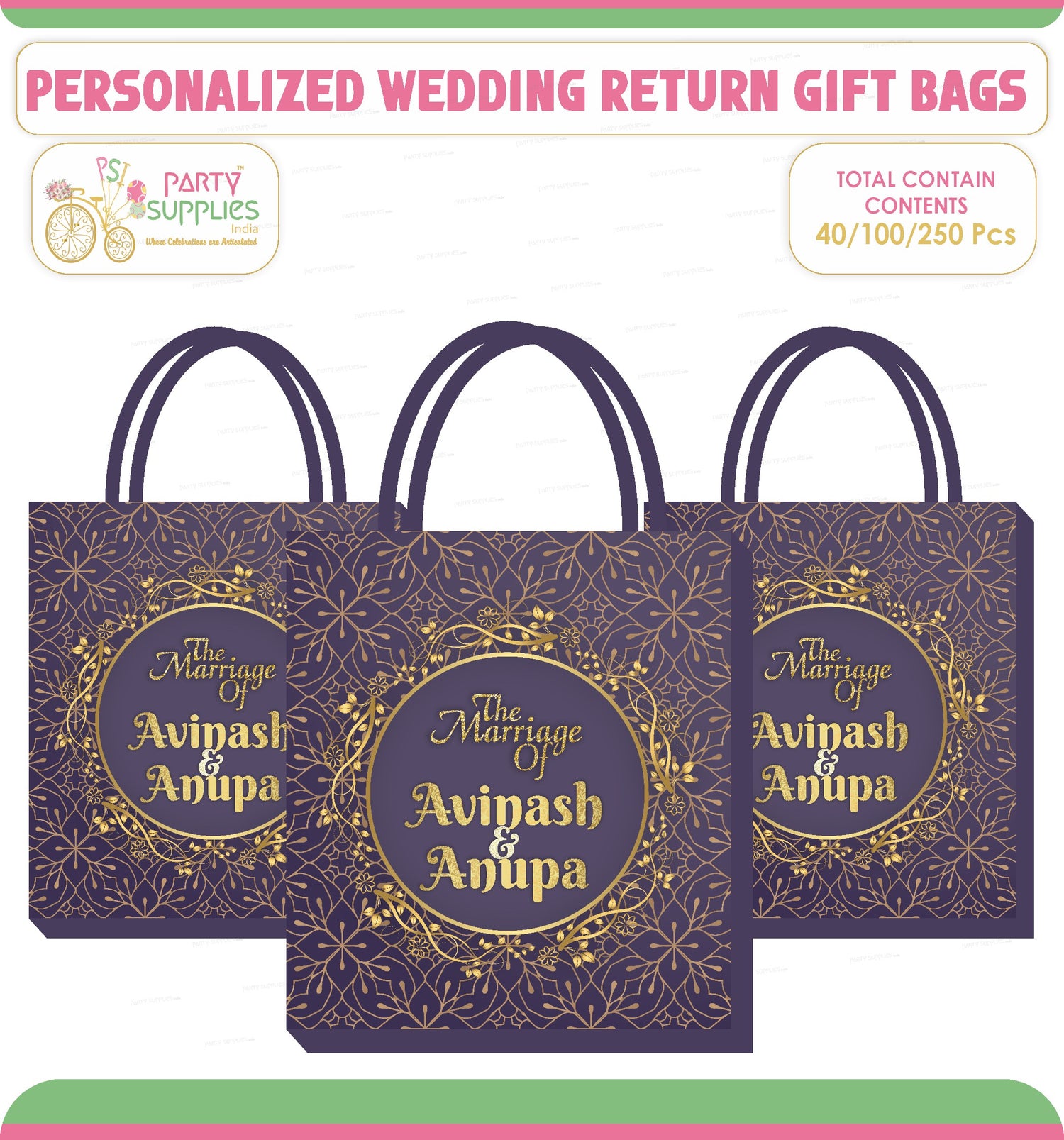 PSI Wedding Theme Personalized Return Gift Bag Marriage