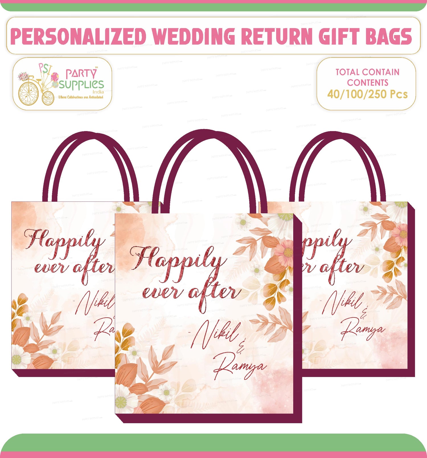 PSI Wedding Theme Customized Return Gift Bag