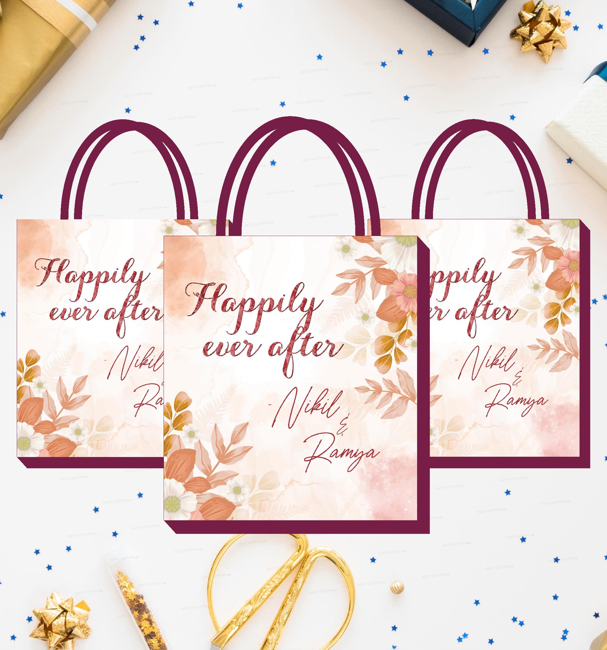 11 x 8 Potli Bag Flower Mango Design with wide golden lace Wedding Return  Gift Buy