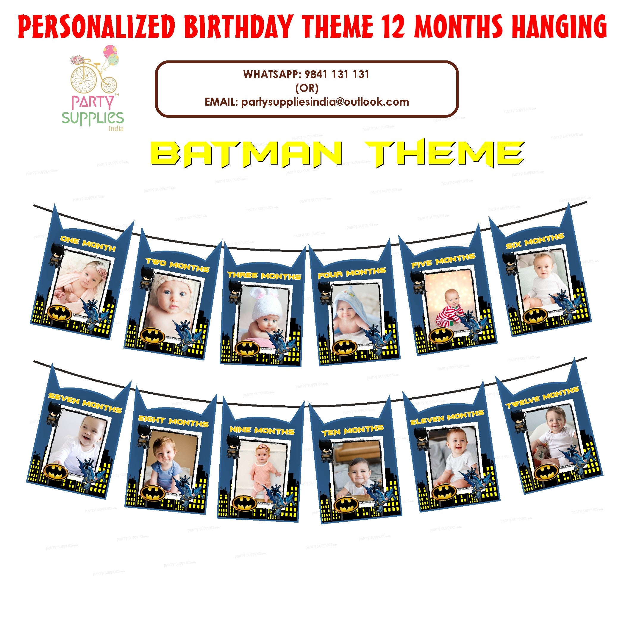 Batman Theme 12 Months Photo Banner