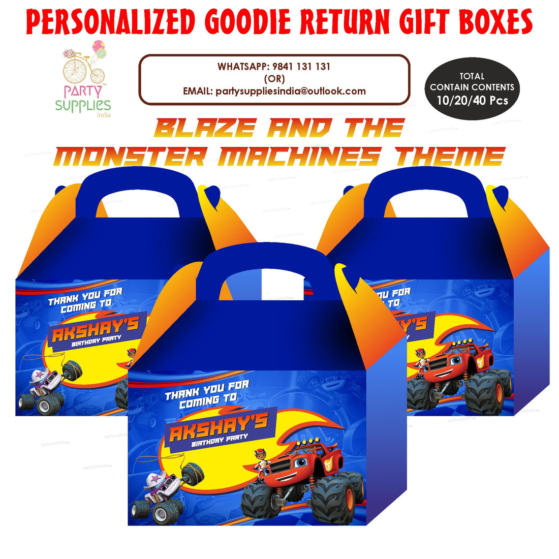 Blaze and the Monster theme Goodie Return Gift Boxes