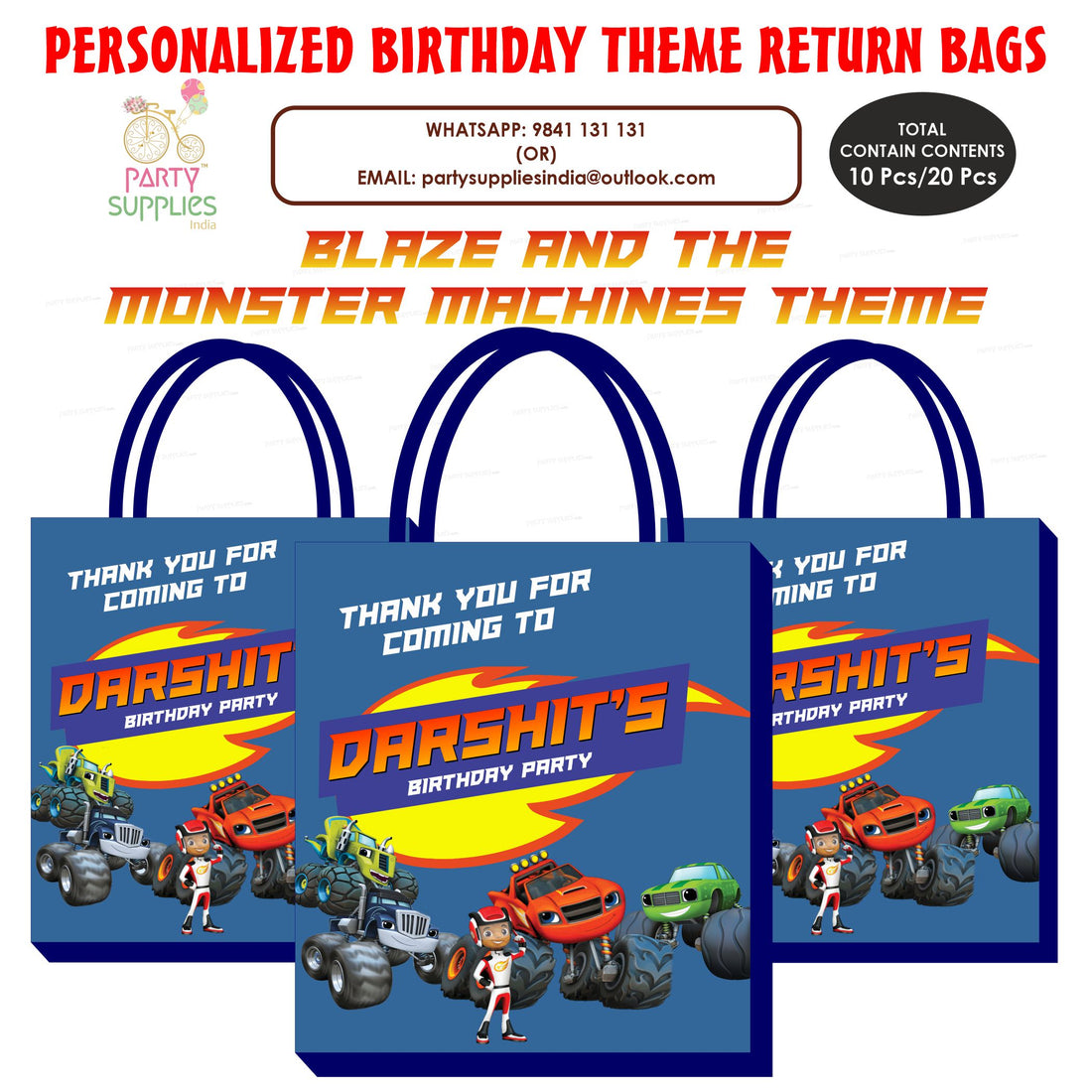 PSI Blaze and the Monster Machines Theme Return Gift Bag