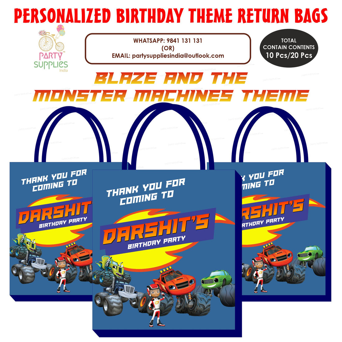 Blaze and the Monster Machines Theme Return Gift Bag