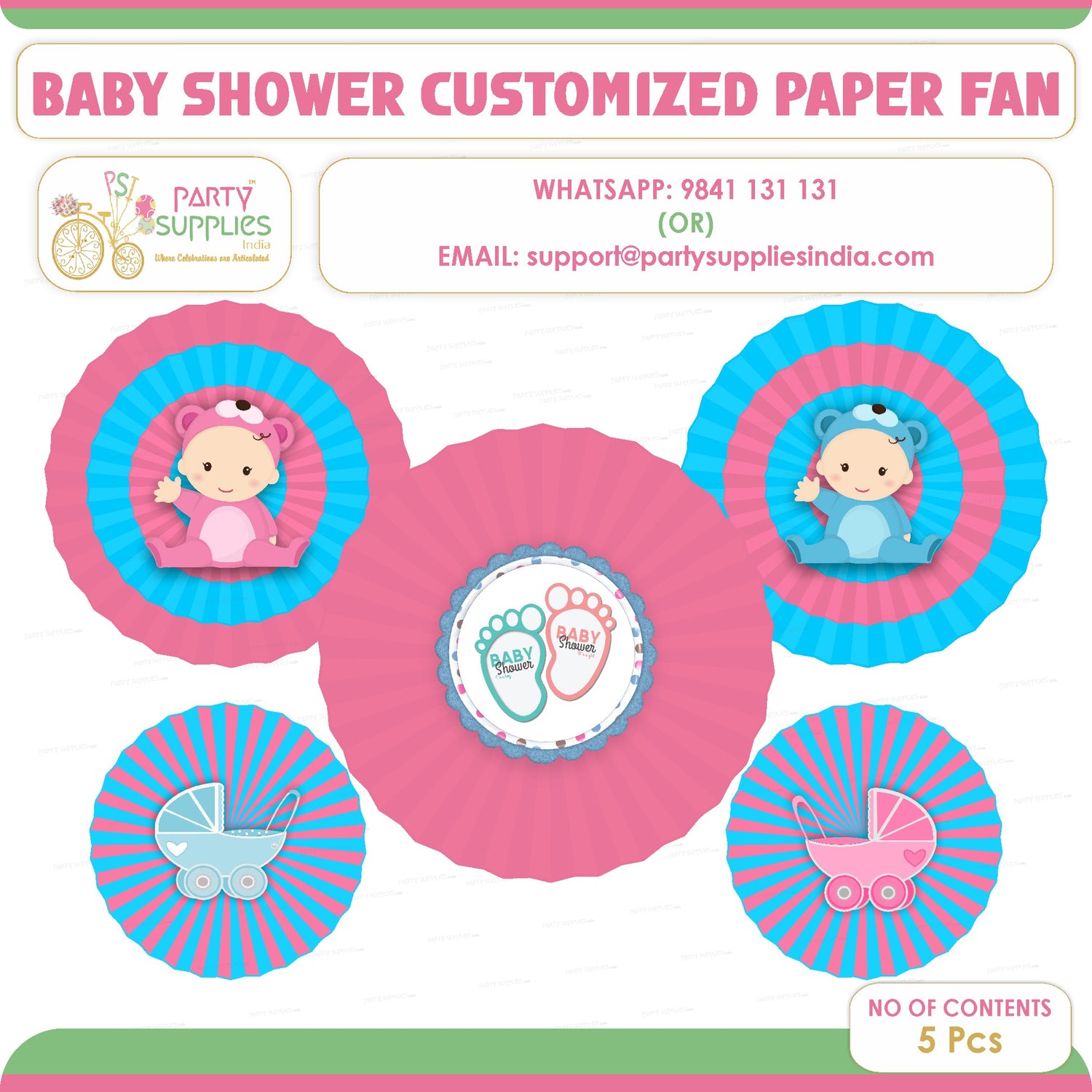 PSI Baby Shower Theme Paper Fan