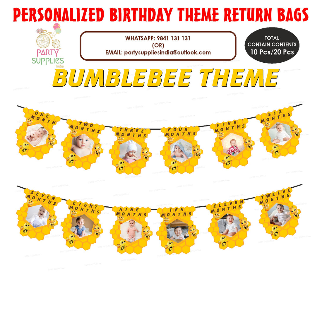 Bumble Bee Theme 12 Months Photo Banner