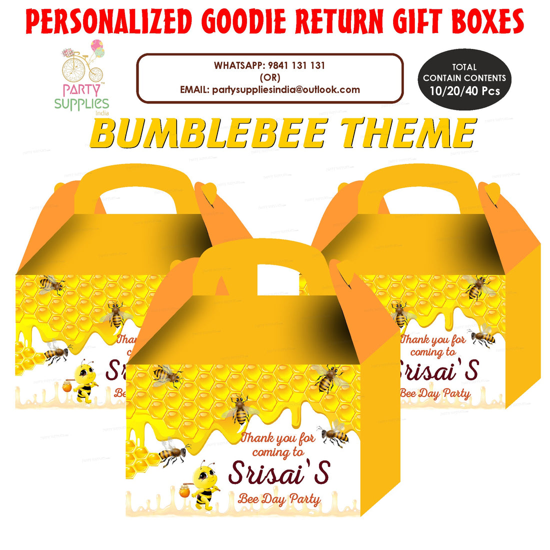 Bumble Bee theme Goodie Return Gift Boxes