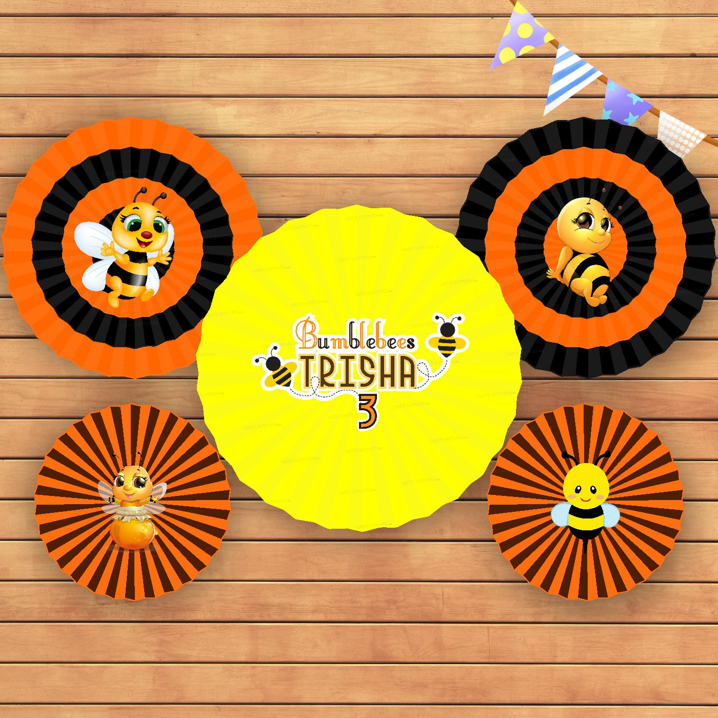 Bumble Bee Theme Paper Fan