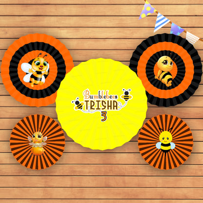 Bumble Bee Theme Paper Fan