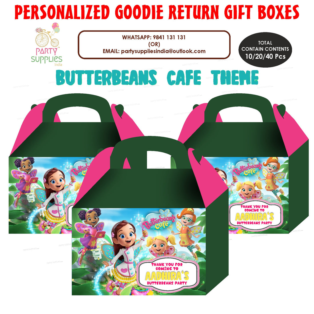 Butter Beans theme Goodie Return Gift Boxes